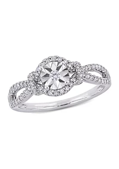 1/3 ct. t.w. Diamond Crossover Engagement Ring Sterling Silver