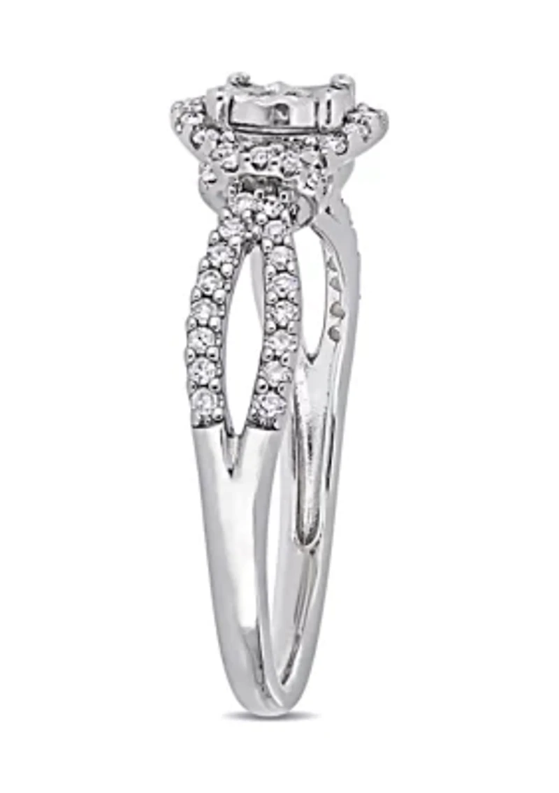 1/3 ct. t.w. Diamond Crossover Engagement Ring Sterling Silver