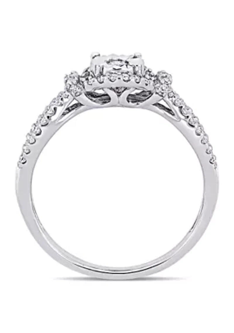 1/3 ct. t.w. Diamond Crossover Engagement Ring Sterling Silver