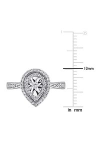 3/8 ct. t.w. Diamond Double Halo Teardrop Engagement Ring Sterling Silver