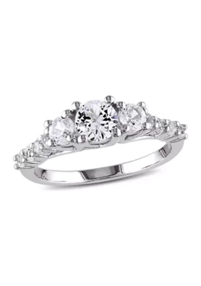 1.37 ct. t.w. Created White Sapphire 3-Stone Engagement Ring Sterling Silver