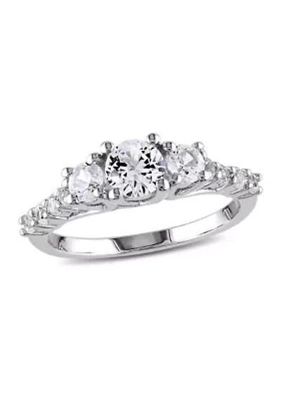 1.37 ct. t.w. Created White Sapphire 3-Stone Engagement Ring Sterling Silver