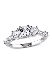 1.37 ct. t.w. Created White Sapphire 3-Stone Engagement Ring Sterling Silver