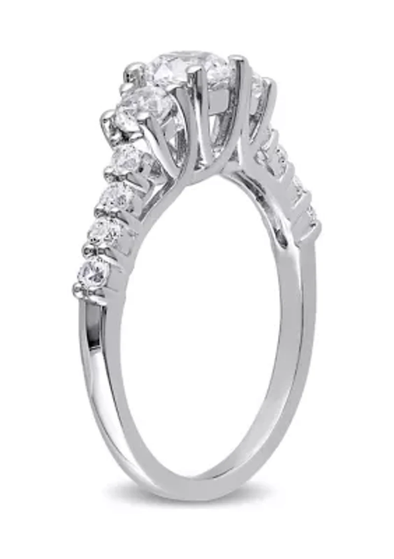 1.37 ct. t.w. Created White Sapphire 3-Stone Engagement Ring Sterling Silver