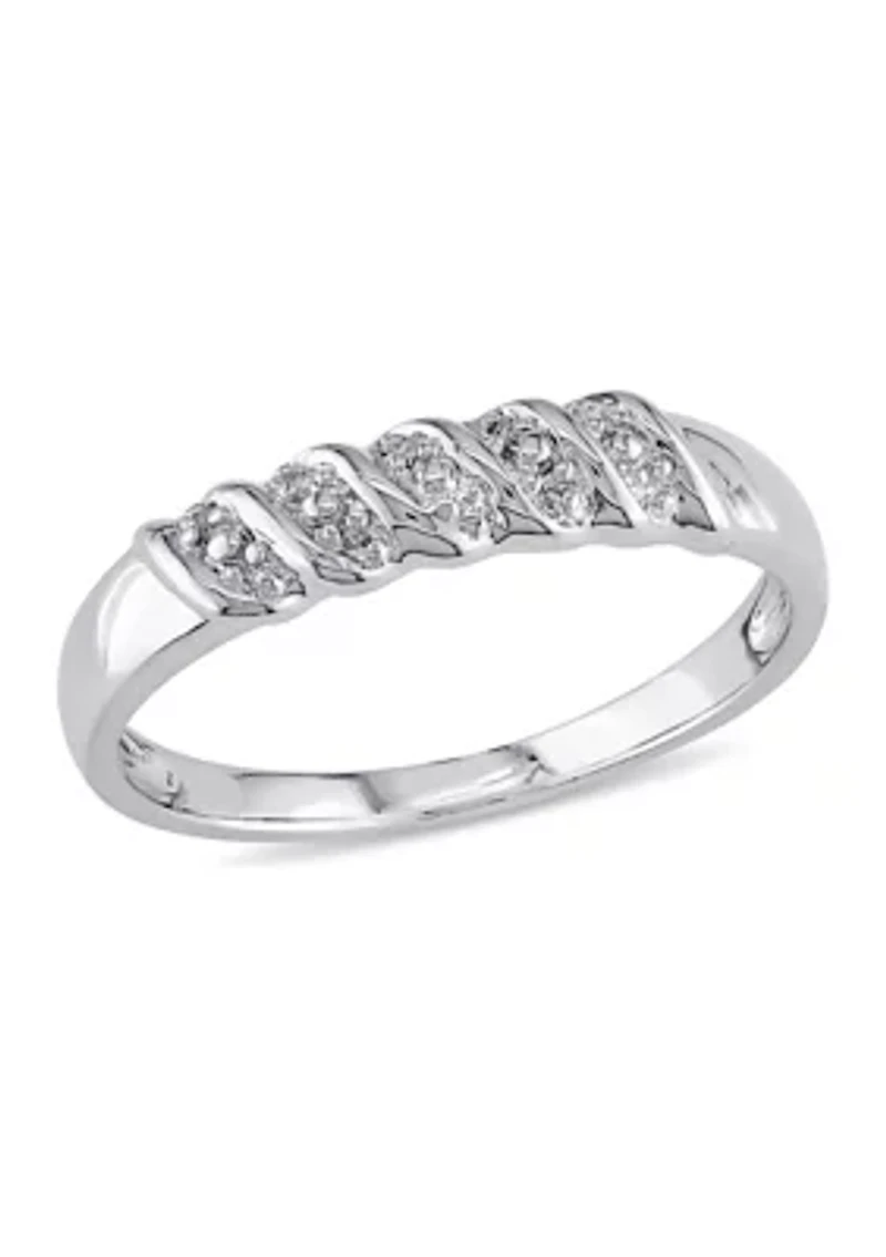 Diamond Illusion Wedding Band Sterling Silver