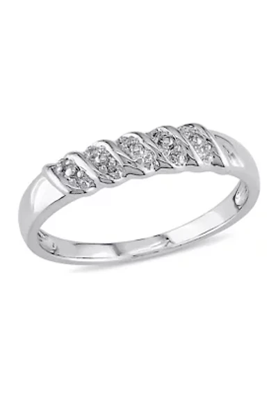 Diamond Illusion Wedding Band Sterling Silver