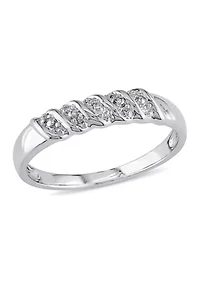 Diamond Illusion Wedding Band Sterling Silver