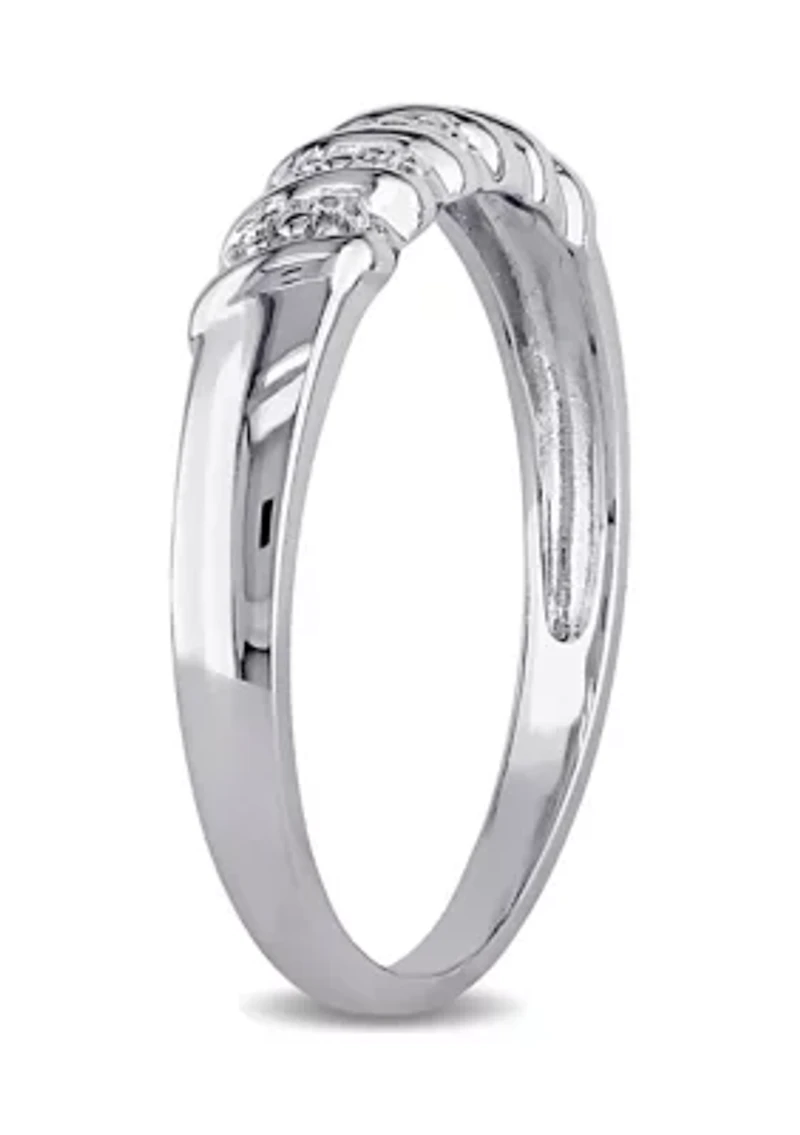 Diamond Illusion Wedding Band Sterling Silver