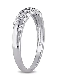 Diamond Illusion Wedding Band Sterling Silver