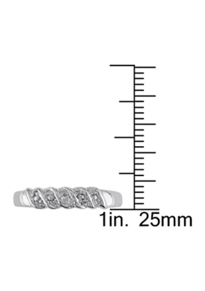 Diamond Illusion Wedding Band Sterling Silver