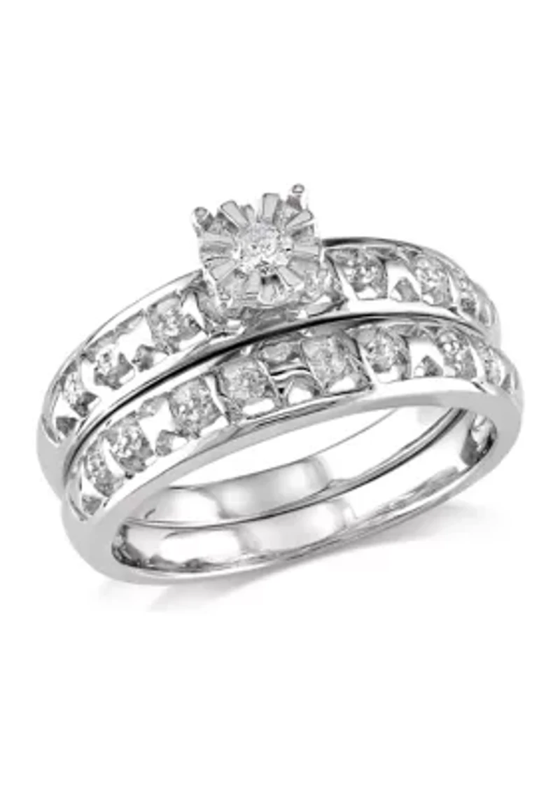 Diamond Accent Bridal Set Sterling Silver