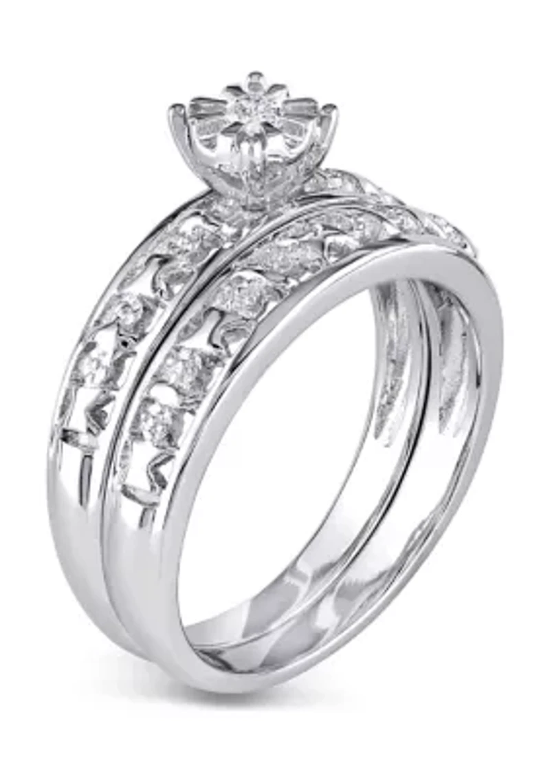 Diamond Accent Bridal Set Sterling Silver