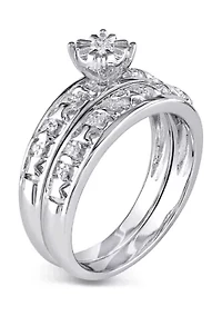 Diamond Accent Bridal Set Sterling Silver