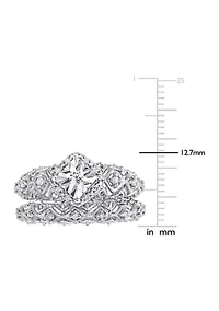 1/5 ct. t.w. Diamond Vintage Bridal Set Sterling Silver