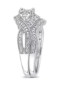 1/4 ct. t.w. Diamond 3-Stone Bridal Set Sterling Silver