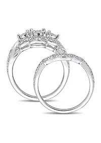 1/4 ct. t.w. Diamond 3-Stone Bridal Set Sterling Silver