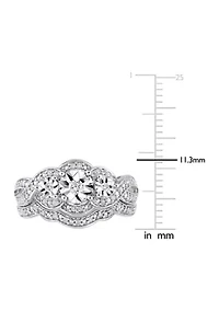 1/4 ct. t.w. Diamond 3-Stone Bridal Set Sterling Silver