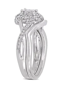 1/2 ct. t.w. Diamond Crisscross Bridal Set Sterling Silver