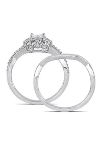 1/2 ct. t.w. Diamond Crisscross Bridal Set Sterling Silver