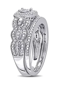 1/3 ct. t.w. Diamond Vintage Bridal Set Sterling Silver