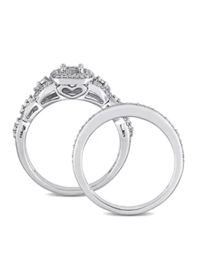 1/3 ct. t.w. Diamond Vintage Bridal Set Sterling Silver