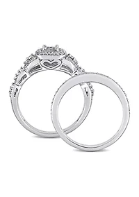 1/3 ct. t.w. Diamond Vintage Bridal Set Sterling Silver