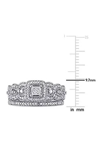 1/3 ct. t.w. Diamond Vintage Bridal Set Sterling Silver