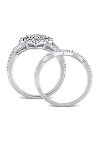 1/4 ct. t.w. Diamond Crisscross Cluster Engagement Ring Sterling Silver