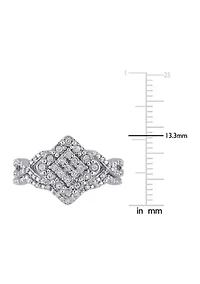 1/4 ct. t.w. Diamond Crisscross Cluster Engagement Ring Sterling Silver