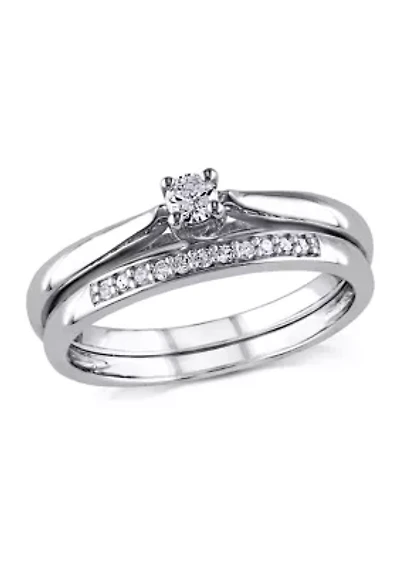 1/6 ct. t.w. Diamond Bridal Set Sterling Silver