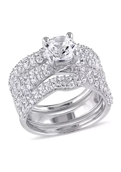 1.2 ct. t.w. Created White Sapphire 3-Piece Bridal Set Sterling Silver