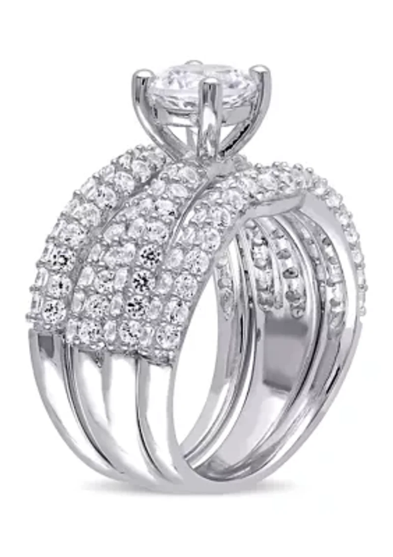 1.2 ct. t.w. Created White Sapphire 3-Piece Bridal Set Sterling Silver