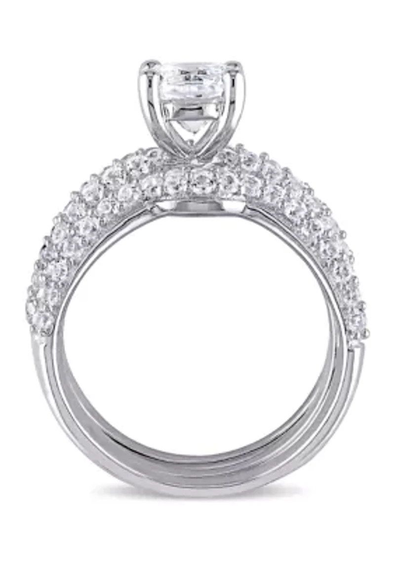1.2 ct. t.w. Created White Sapphire 3-Piece Bridal Set Sterling Silver