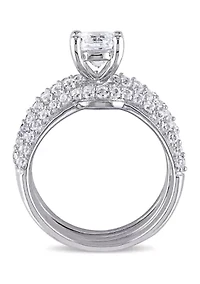 1.2 ct. t.w. Created White Sapphire 3-Piece Bridal Set Sterling Silver