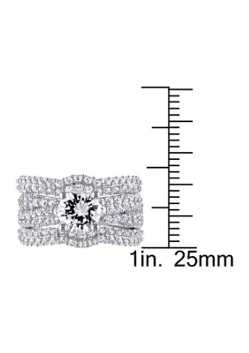 1.2 ct. t.w. Created White Sapphire 3-Piece Bridal Set Sterling Silver