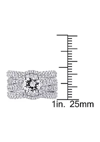 1.2 ct. t.w. Created White Sapphire 3-Piece Bridal Set Sterling Silver