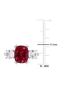 4.5 ct. t.w. Lab Created Ruby and 7/8 White Sapphire Three Stone Ring 10k Gold