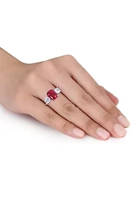 4.5 ct. t.w. Lab Created Ruby and 7/8 White Sapphire Three Stone Ring 10k Gold