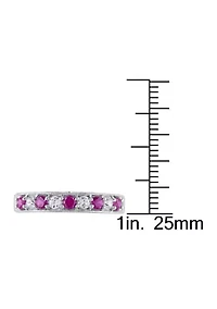 Created Ruby and White Sapphire Anniversary Band Sterling Silver
