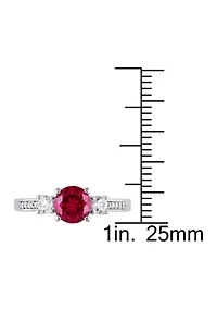 Lab Created Ruby and White Sapphire with Diamond Accent 3-Stone Ring 10K Yellow Gold