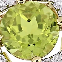 3-Piece Set 2.87 ct. t.w. Peridot and 1/3 Diamond Square Halo Necklace, Earrings Ring 10K Yellow Gold