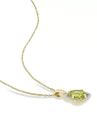 3-Piece Set 2.87 ct. t.w. Peridot and 1/3 Diamond Square Halo Necklace, Earrings Ring 10K Yellow Gold