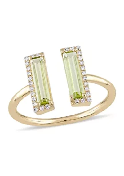 1 ct. t.w. Peridot and 1/10 Diamond Open Ring 14K Yellow Gold