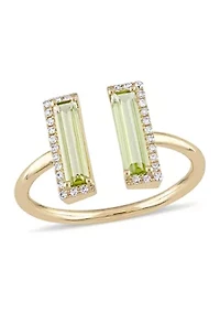 1 ct. t.w. Peridot and 1/10 Diamond Open Ring 14K Yellow Gold