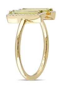 1 ct. t.w. Peridot and 1/10 Diamond Open Ring 14K Yellow Gold