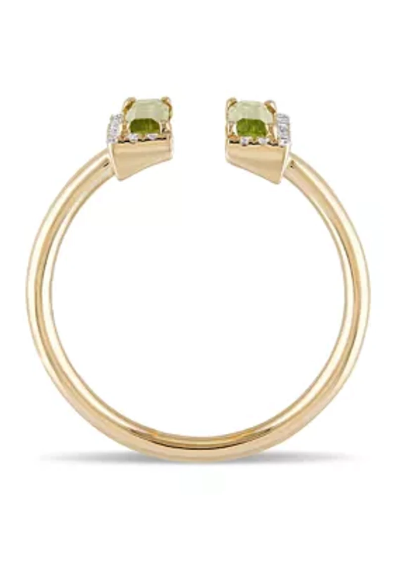 1 ct. t.w. Peridot and 1/10 Diamond Open Ring 14K Yellow Gold