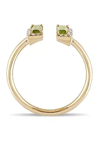 1 ct. t.w. Peridot and 1/10 Diamond Open Ring 14K Yellow Gold