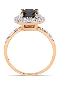 1.62 ct. t.w. Black and White Diamond Double Halo Engagement Ring 14k Rose Gold