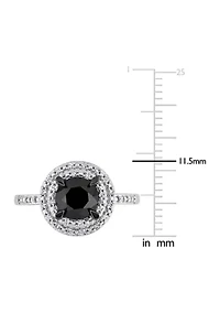 1.62 ct. t.w. Black and White Diamond Double Halo Engagement Ring 14k Gold