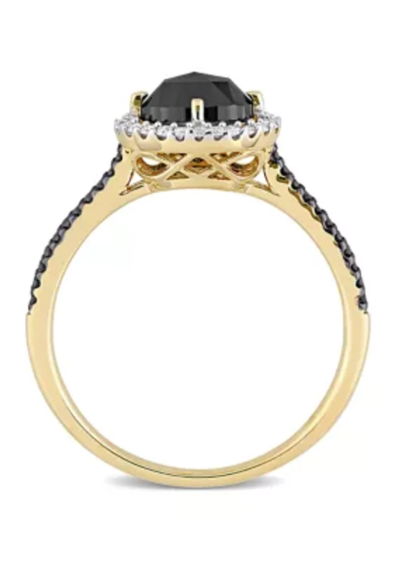 1.2 ct. t.w. Black and White Diamond Oval Halo Engagement Ring 14k Yellow Gold